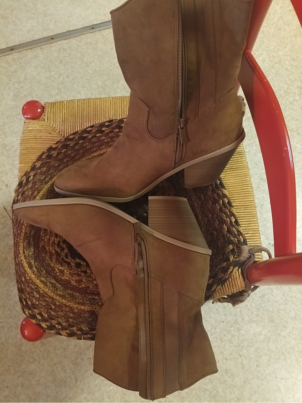 torrid Brown Suede-Look Mid-Calf Block Heel Ankle Boots